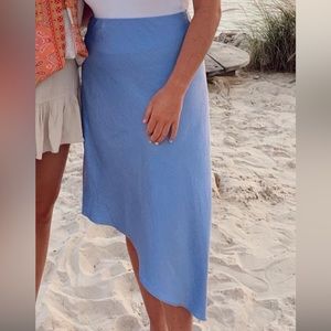 Purple asymmetric midi skirt